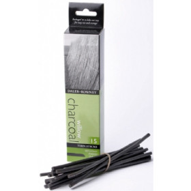 808010015 Daler Rowney Willow Charcoal 15 Thin Sticks