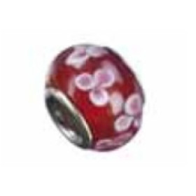 6141381 Glass Beads with Flower Dark Red