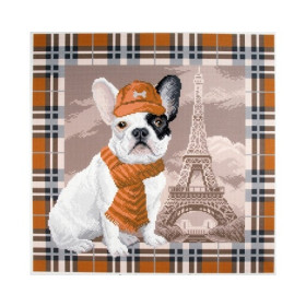 PA1693 Cross-Stitch Aida French Bulldog In Paris
