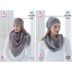 5401 Crochet Pattern Womens Shawl Cowl and Hat