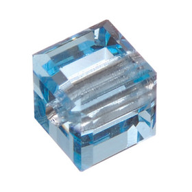2216451 Swarovski Crystal  Cube Aquamarine 4mm / 5 pcs
