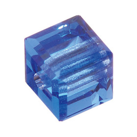 2216455 Swarovski Crystal  Cube Sapphire 4mm / 5 pcs