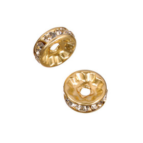 2216202 Swarovski Rhinestone Rondelles Gold with Crystals 6mm / 7 pcs