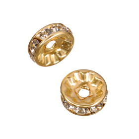 2216203 Swarovski Rhinestone Rondelles Gold with Crystals 7mm / 6 pcs