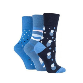 Ladies Gentle Grip Socks Pack of 3 - Sky Blue