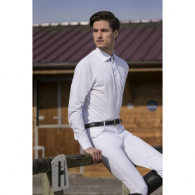 Equi-Theme Mesh Polo Shirt Long Sleeves White