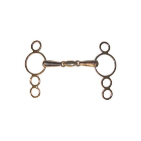 JHL Pro Steel Continental 4-Ring Snaffle with Brass Lozenge